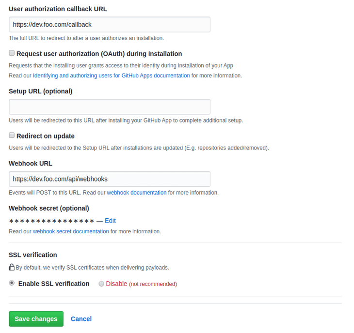 GitHub settings